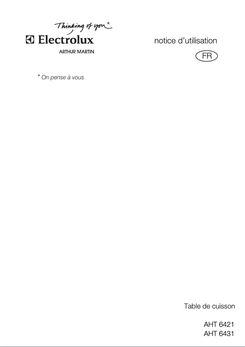Page n°1 - Manuel utilisateur Arthur Martin-Electrolux AHT6431K