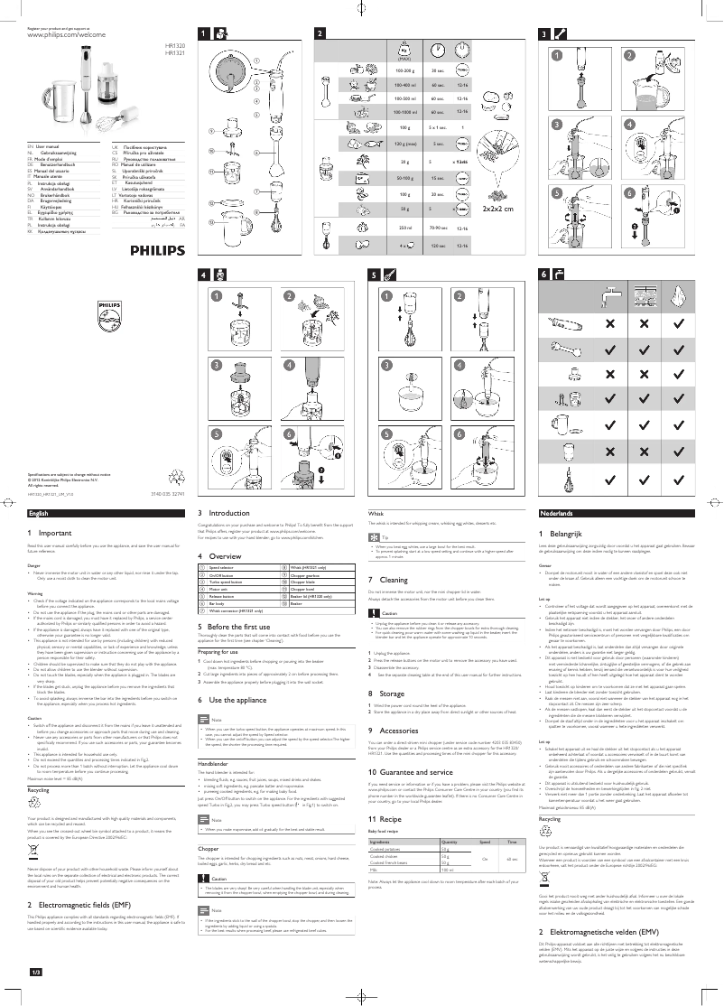 Image de la première page du manuel de l'appareil HR1320