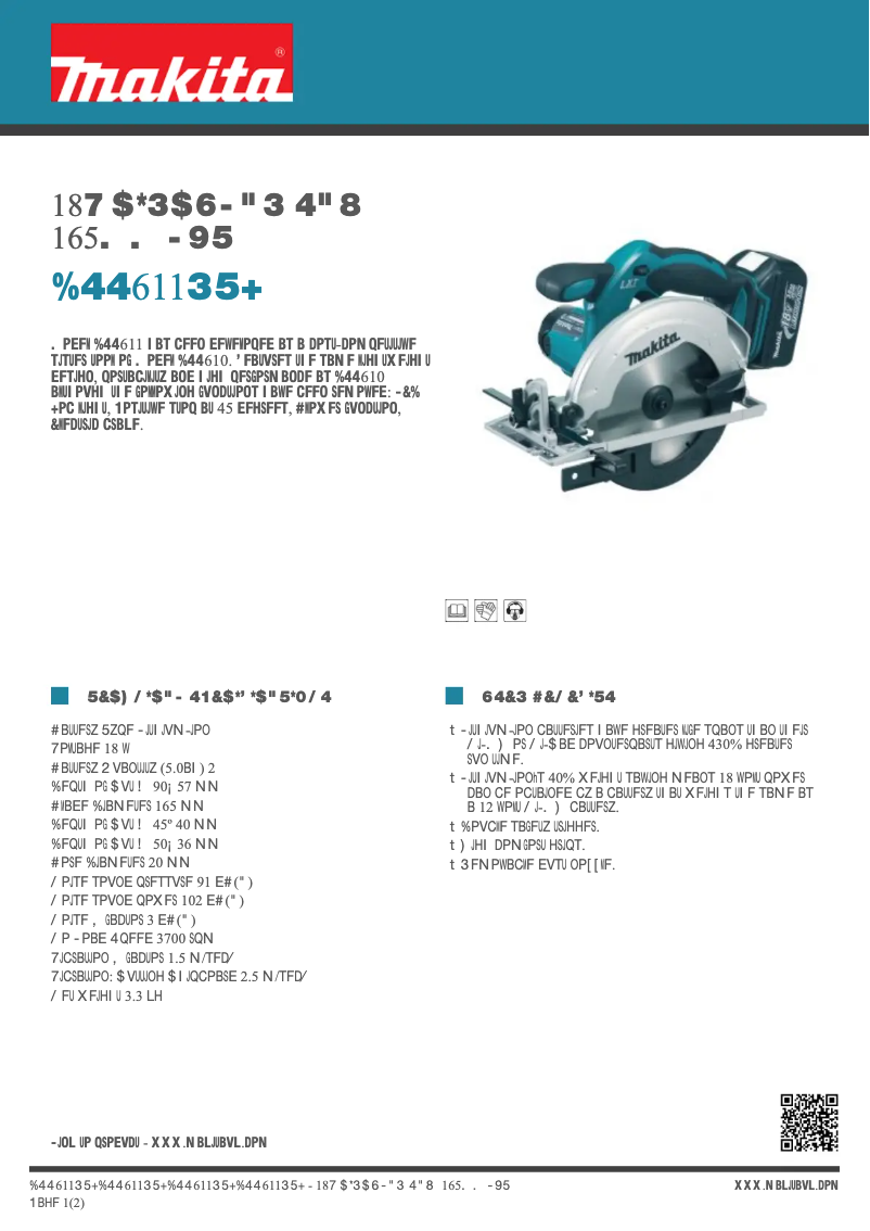 Page 1 de la notice Fiche technique Makita DSS611RTJ