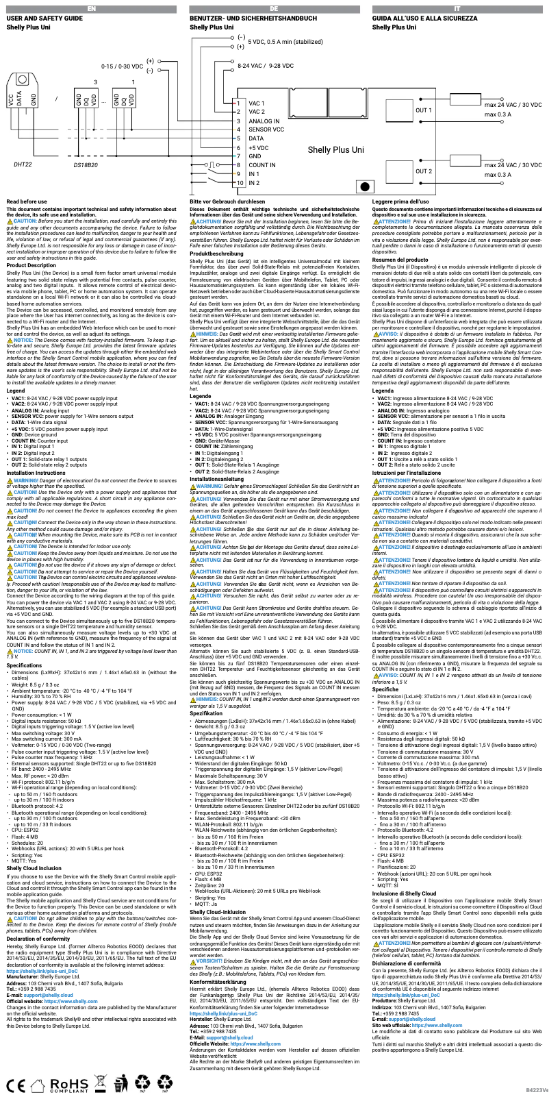 Image de la première page du manuel de l'appareil Plus Un