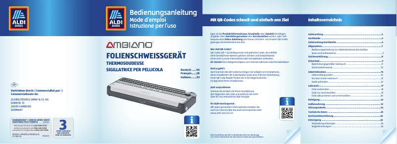 Image de la première page du manuel de l'appareil GT-VBS-02