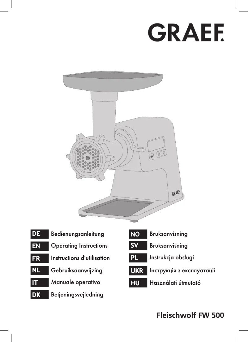 Page 1 de la notice Manuel utilisateur Graef FW 500