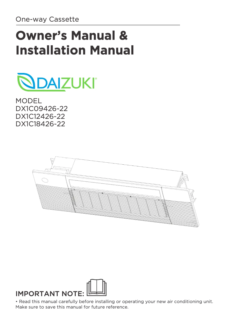 Page 1 de la notice Manuel utilisateur Daizuki DX1C12426-22