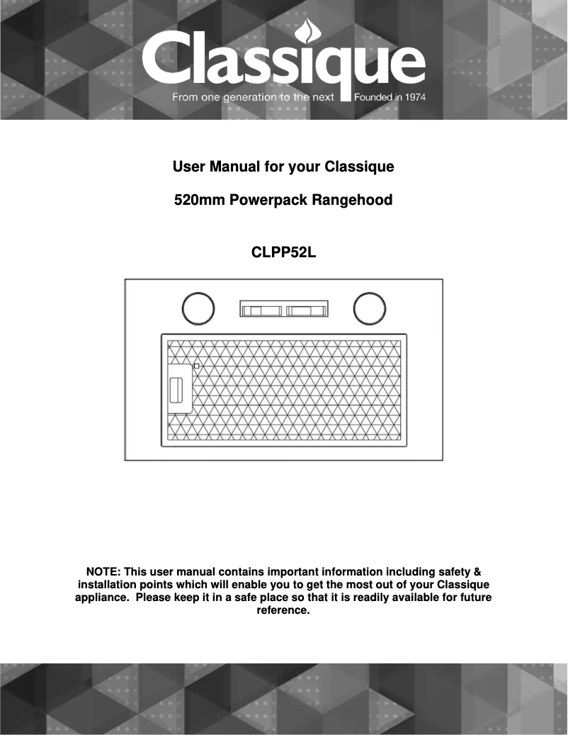 Page 1 de la notice Manuel utilisateur Classique CLPP52L