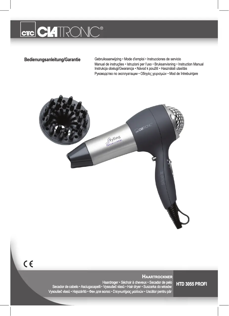 Page 1 de la notice Manuel utilisateur Clatronic HTC 3055