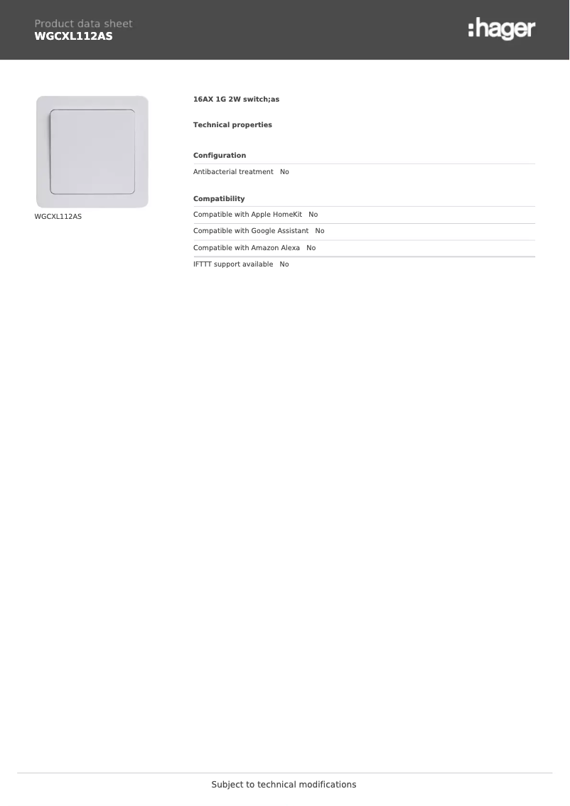 Image de la première page du manuel de l'appareil WGCXL112AS