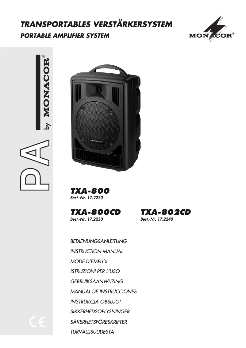 Page 1 de la notice Manuel utilisateur Monacor TXA-800