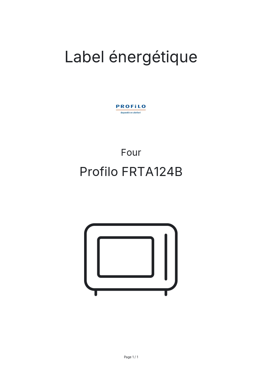 Page n°1 - Label énergétique Profilo FRTA124B
