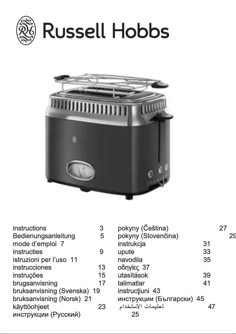 Page 1 de la notice Manuel utilisateur Russell Hobbs Retro Vintage 21680-56