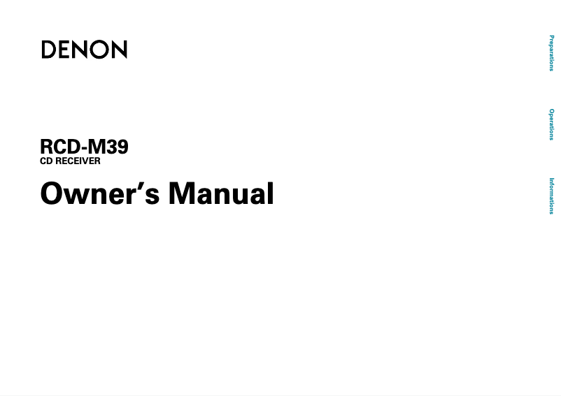 Page n°1 - Manuel utilisateur Denon RCD-M39DAB