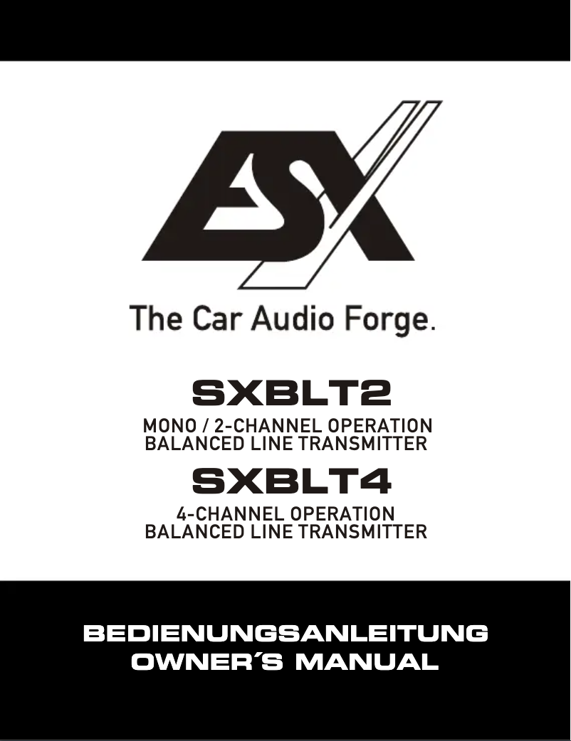 Page n°1 - Manuel utilisateur ESX SXBLT4