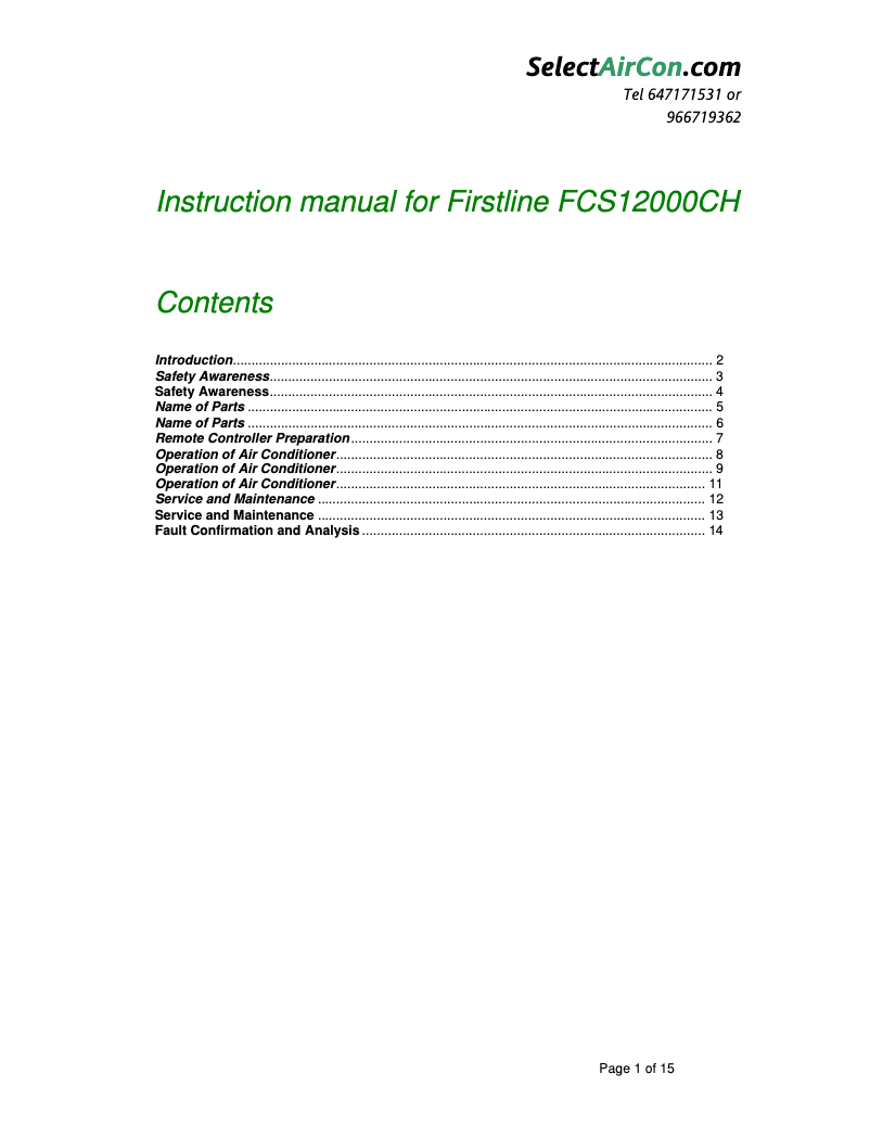 Página 1 del manual Manual de usuario Firstline FCS12000CH