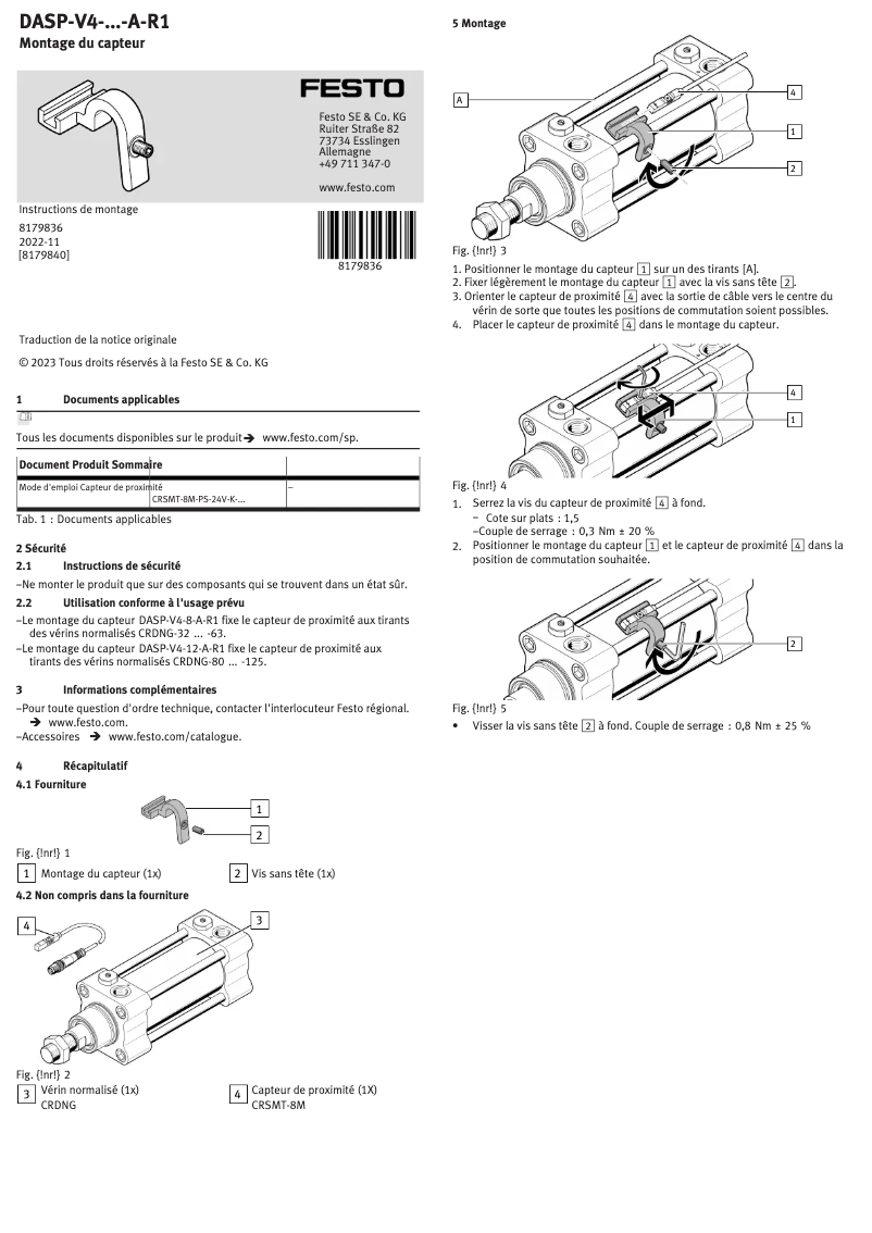 Page 1 de la notice Manuel utilisateur Festo DASP-V4-8-A-R1
