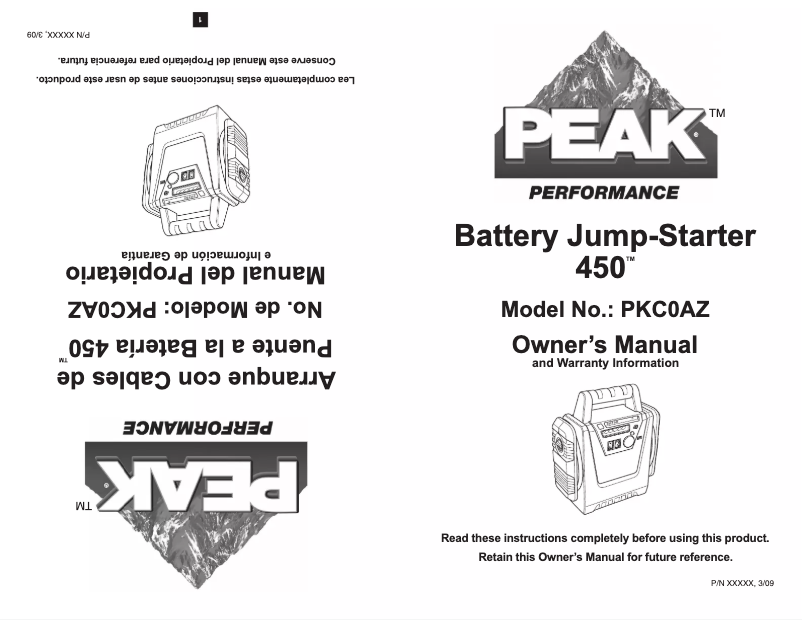 Page 1 de la notice Manuel utilisateur Peak PKC0AZ