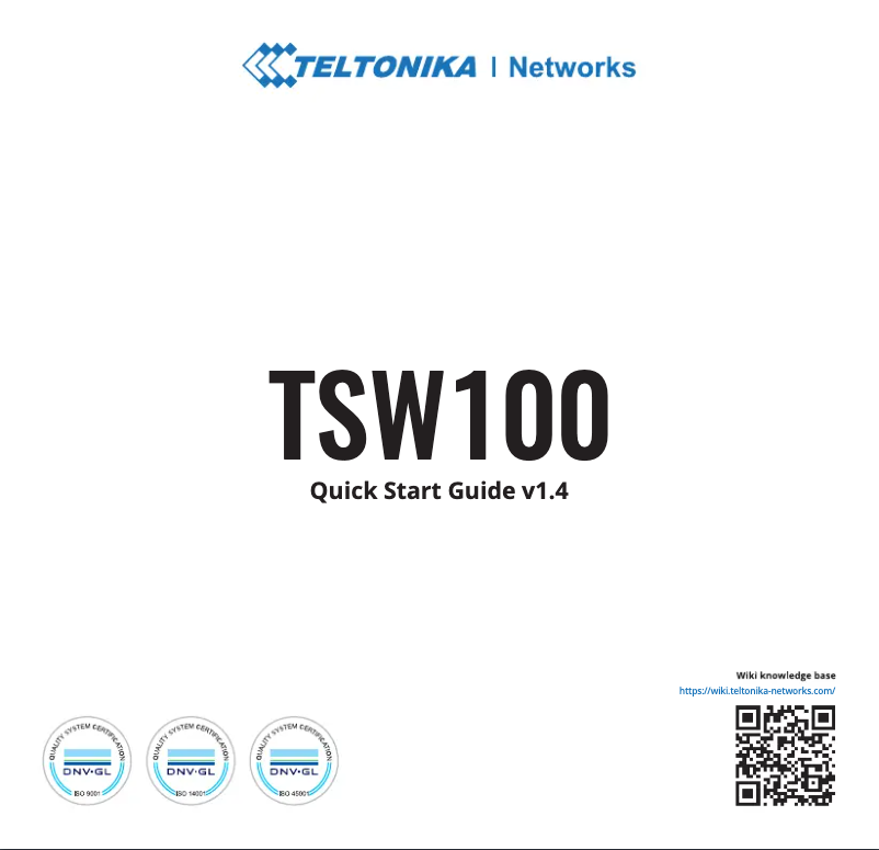 Página 1 del manual Guía de inicio rápido Teltonika TSW100