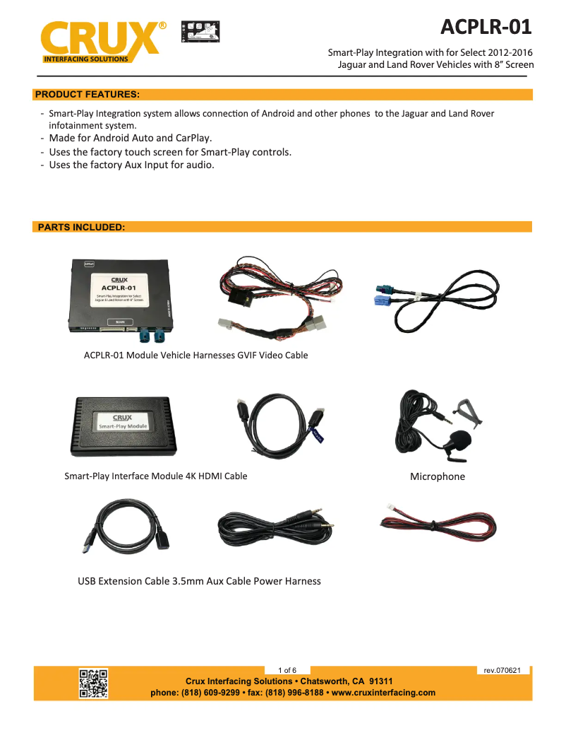 Page n°1 - Manuel utilisateur CRUX ACPLR-01