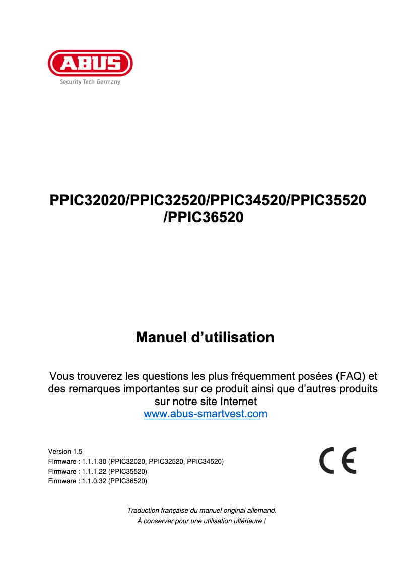 Page n°1 - Manuel utilisateur Abus PPIC36520