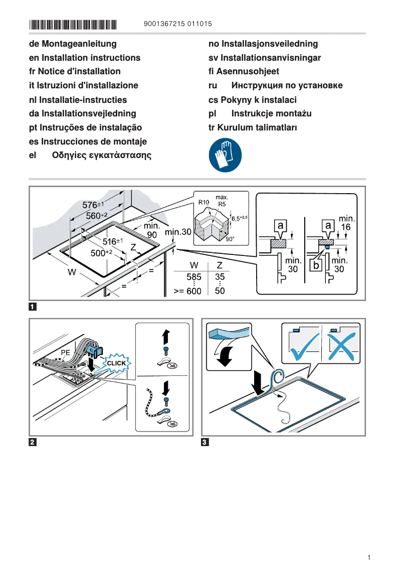 Page 1 de la notice Instructions / montage Siemens EA601GN17