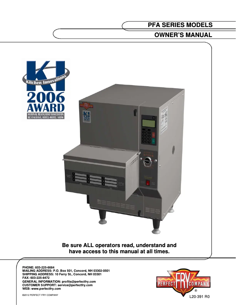 Page 1 of the manual User Manual Perfect Fry PFA3750