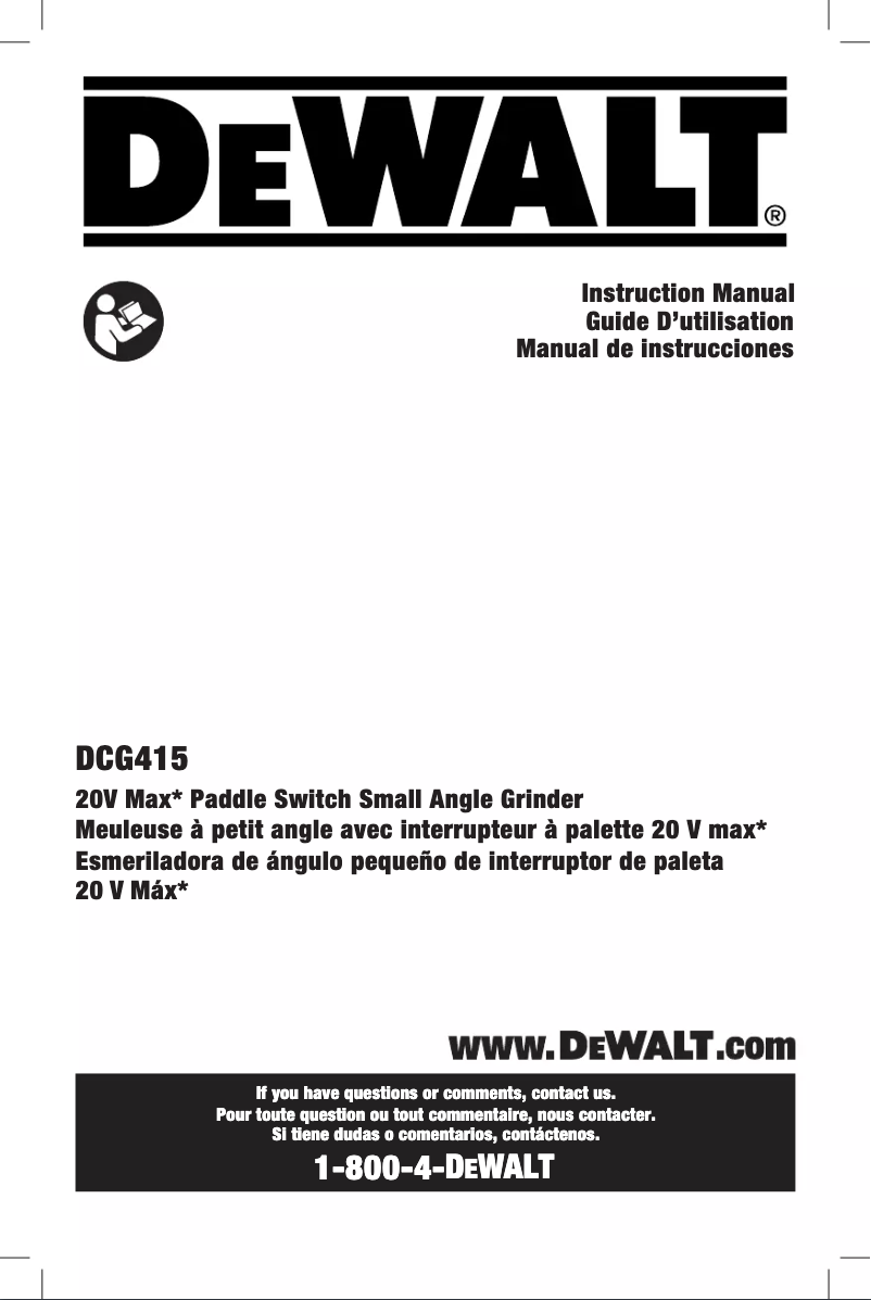 Page n°1 - Manuel utilisateur DeWalt DCG415W1