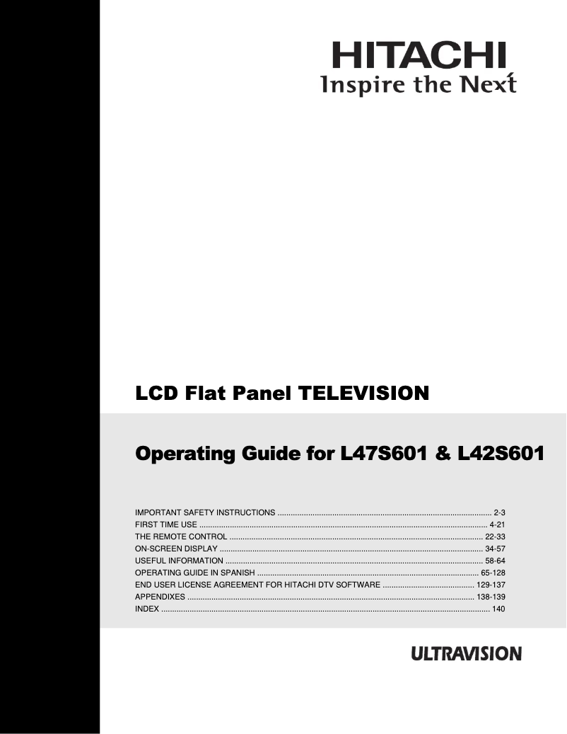 Page n°1 - Manuel utilisateur Hitachi L42S601