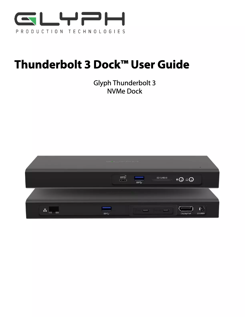 Page 1 de la notice Manuel utilisateur Glyph Thunderbolt 3 Dock