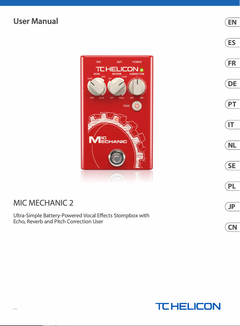 Page 1 de la notice Manuel utilisateur TC Helicon Mic Mechanic 2