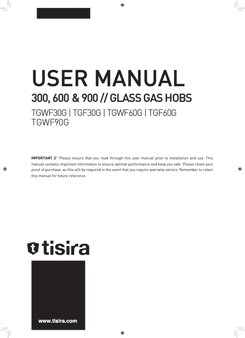 Page 1 de la notice Manuel utilisateur Tisira TGWF60G