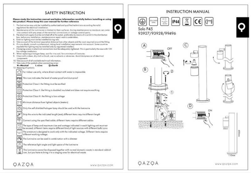 Page n°1 - Manuel utilisateur QAZQA Solo