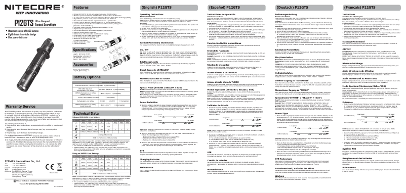 Page 1 de la notice Manuel utilisateur Nitecore P12GTS