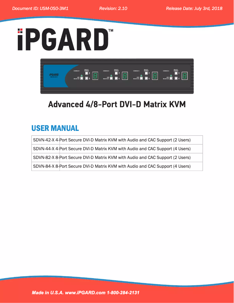 Page 1 de la notice Manuel utilisateur iPGARD SDVN-82-X