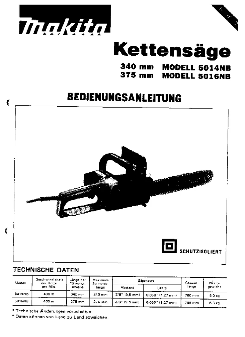 Page 1 de la notice Manuel utilisateur Makita 5014NB