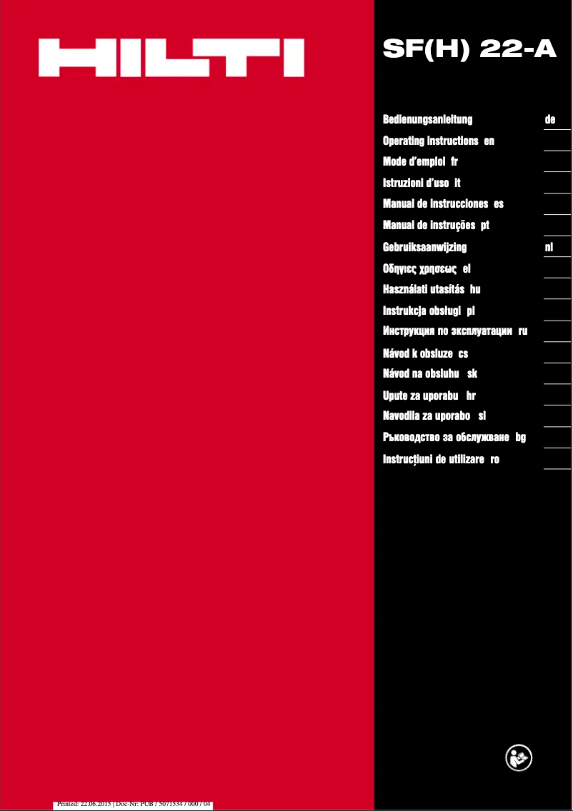 Page n°1 - Manuel utilisateur Hilti SFH 22-A