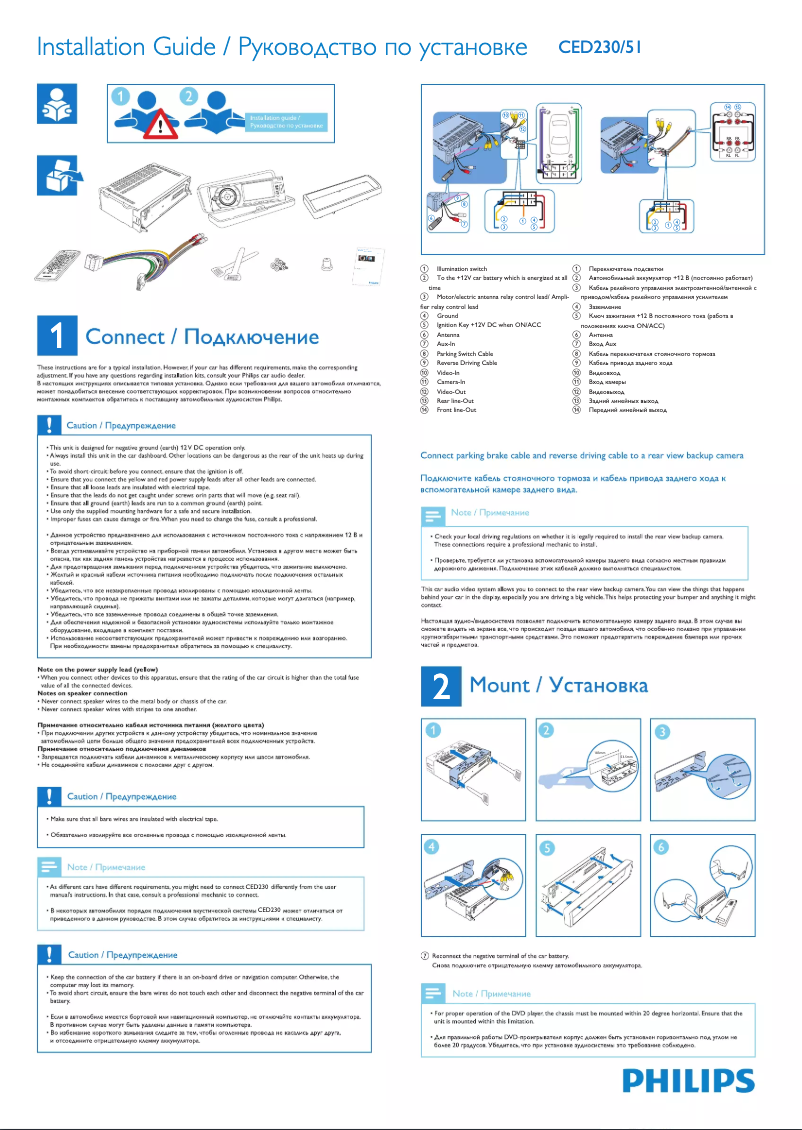 Page n°1 - Guide de démarrage rapide Philips CarStudio CED230