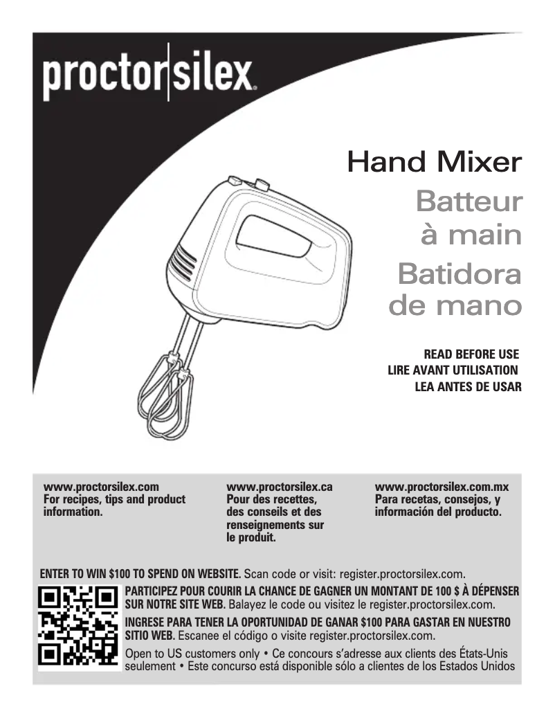 Page n°1 - Manuel utilisateur Proctor Silex 62501