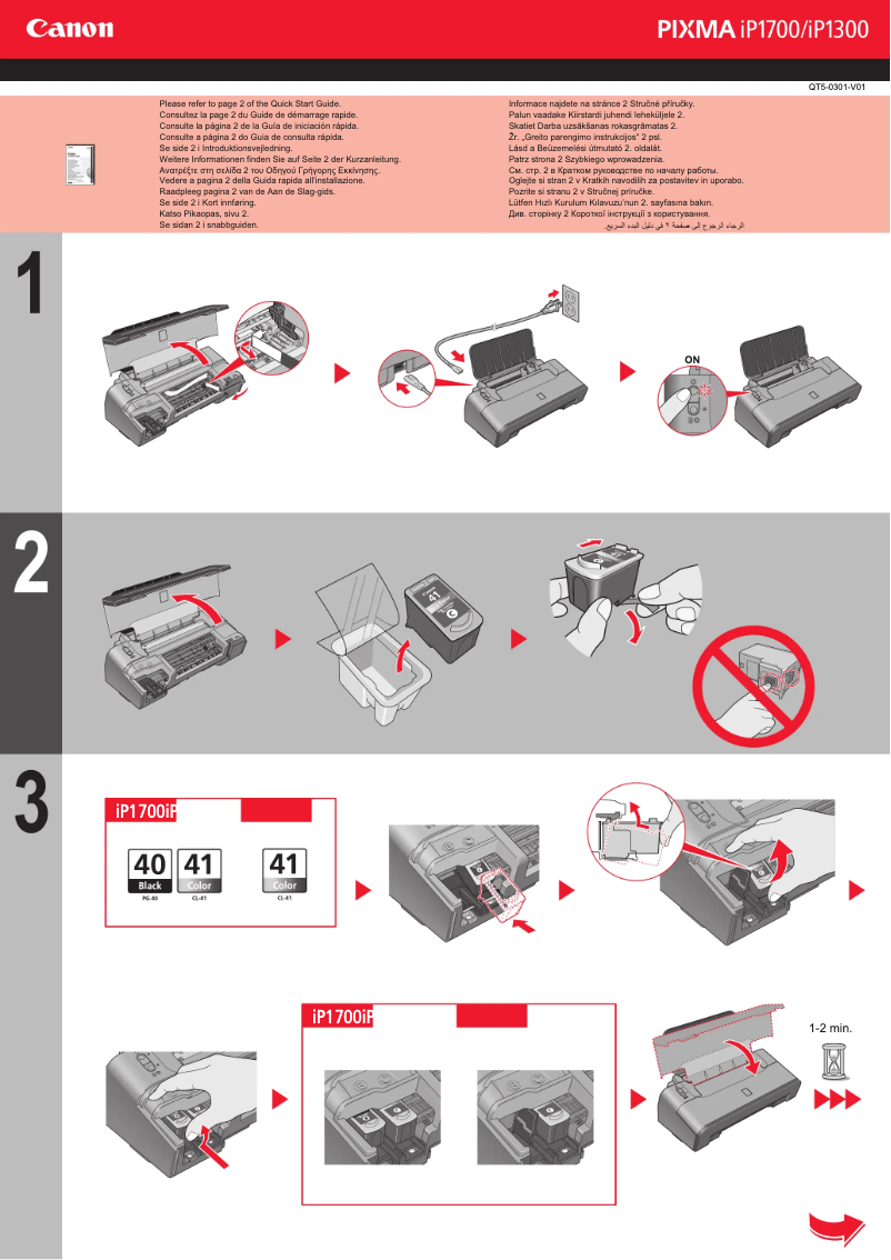 Image de la première page du manuel de l'appareil Pixma iP1700