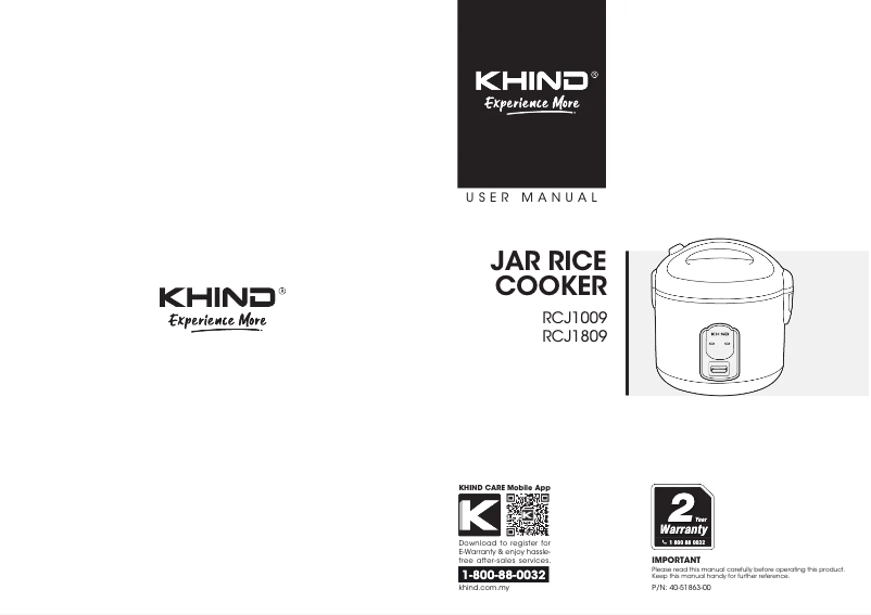 Page n°1 - Manuel utilisateur Khind RCJ1009