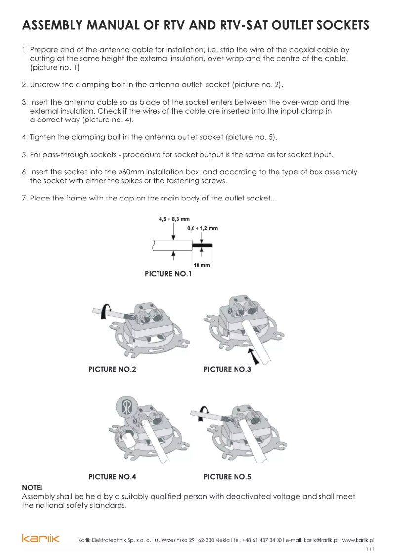 Page 1 of the manual User Manual Karlik 27DR-5