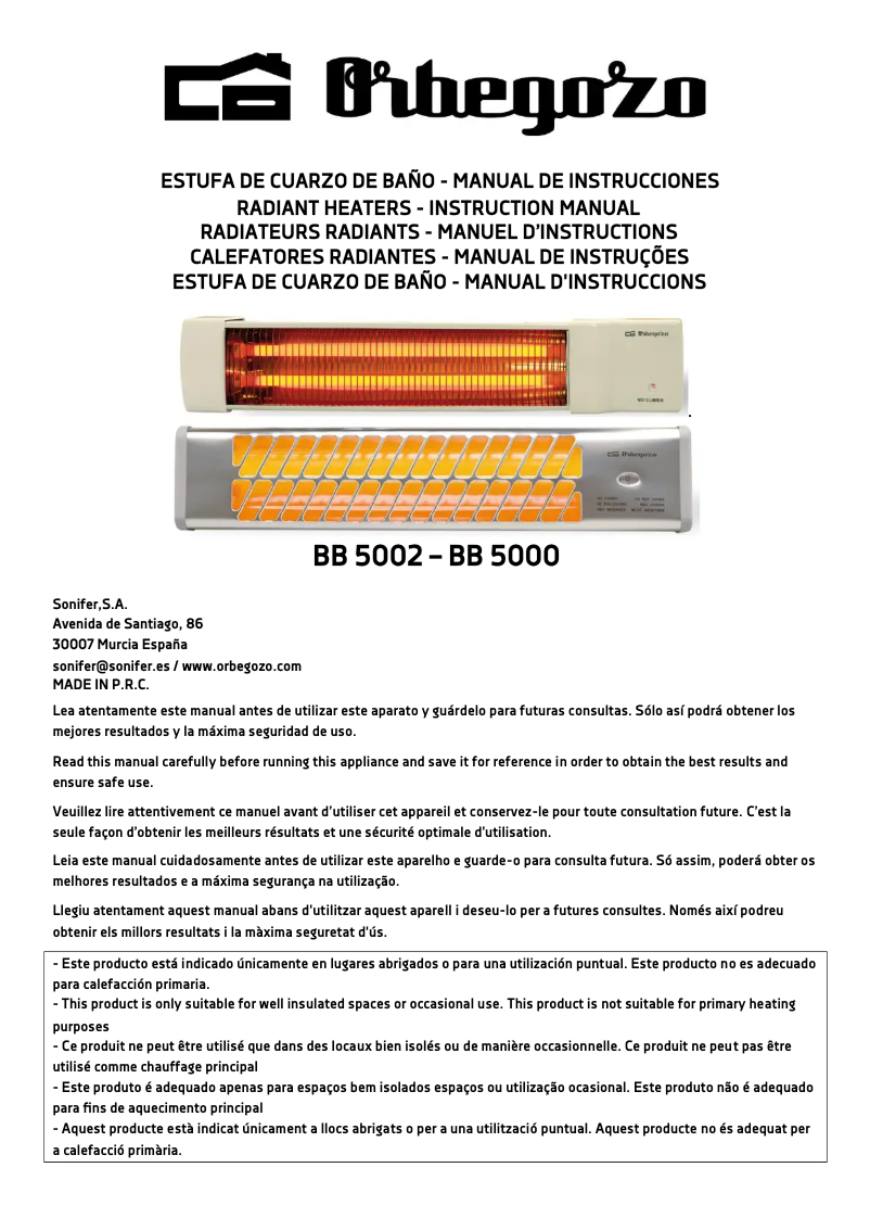 Page n°1 - Manuel utilisateur Orbegozo BB 5002