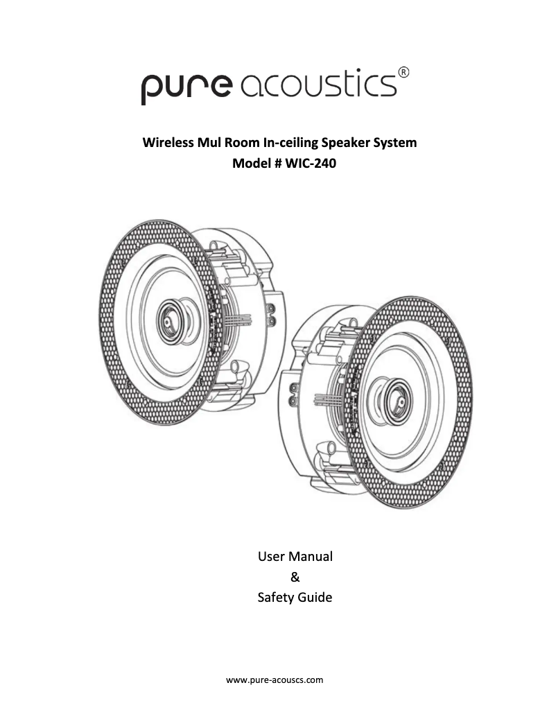 Page 1 de la notice Manuel utilisateur Pure Acoustics WIC-240