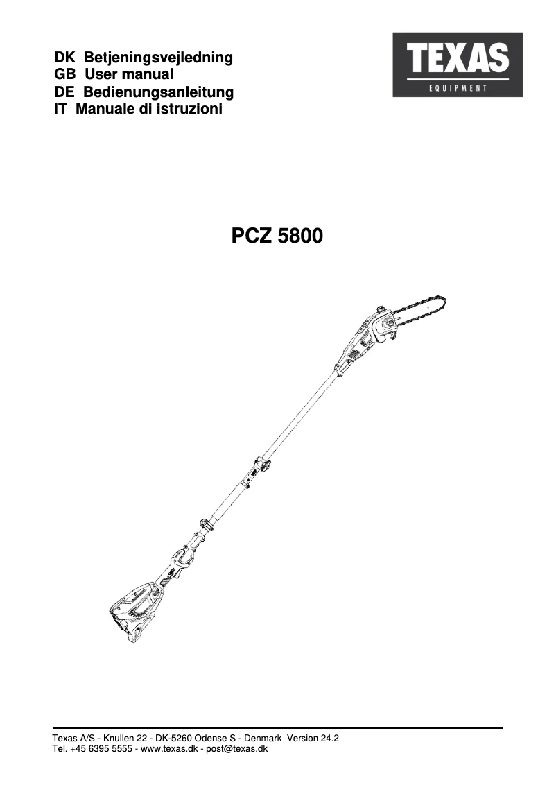 Page n°1 - Manuel utilisateur Texas PCZ 5800