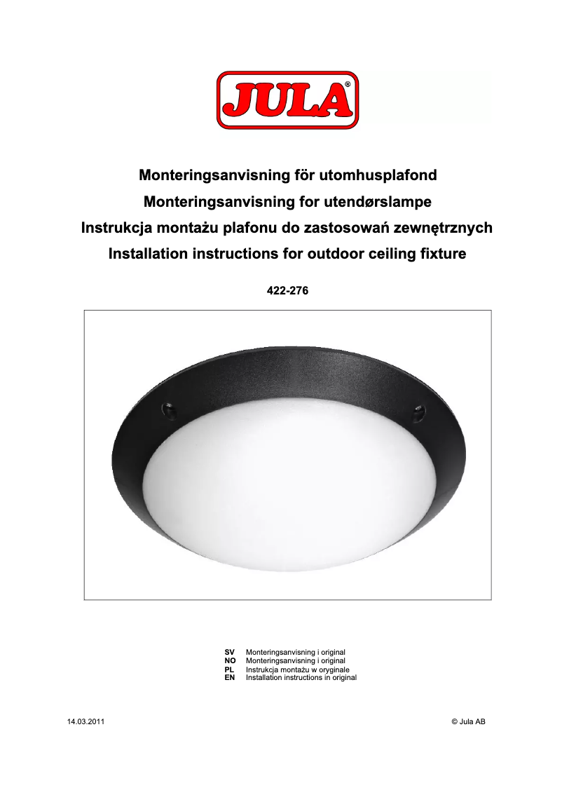 Image de la première page du manuel de l'appareil 422-276