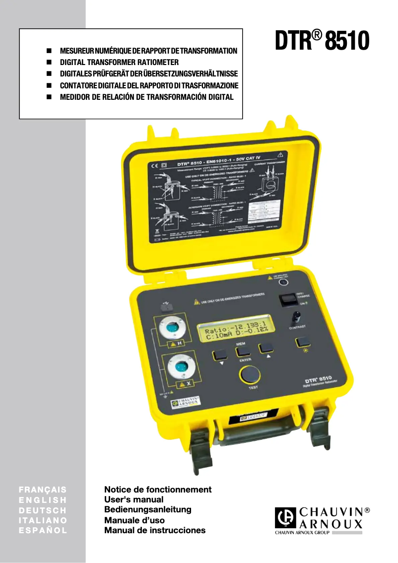 Page 1 de la notice Manuel utilisateur Chauvin Arnoux DTR 8510