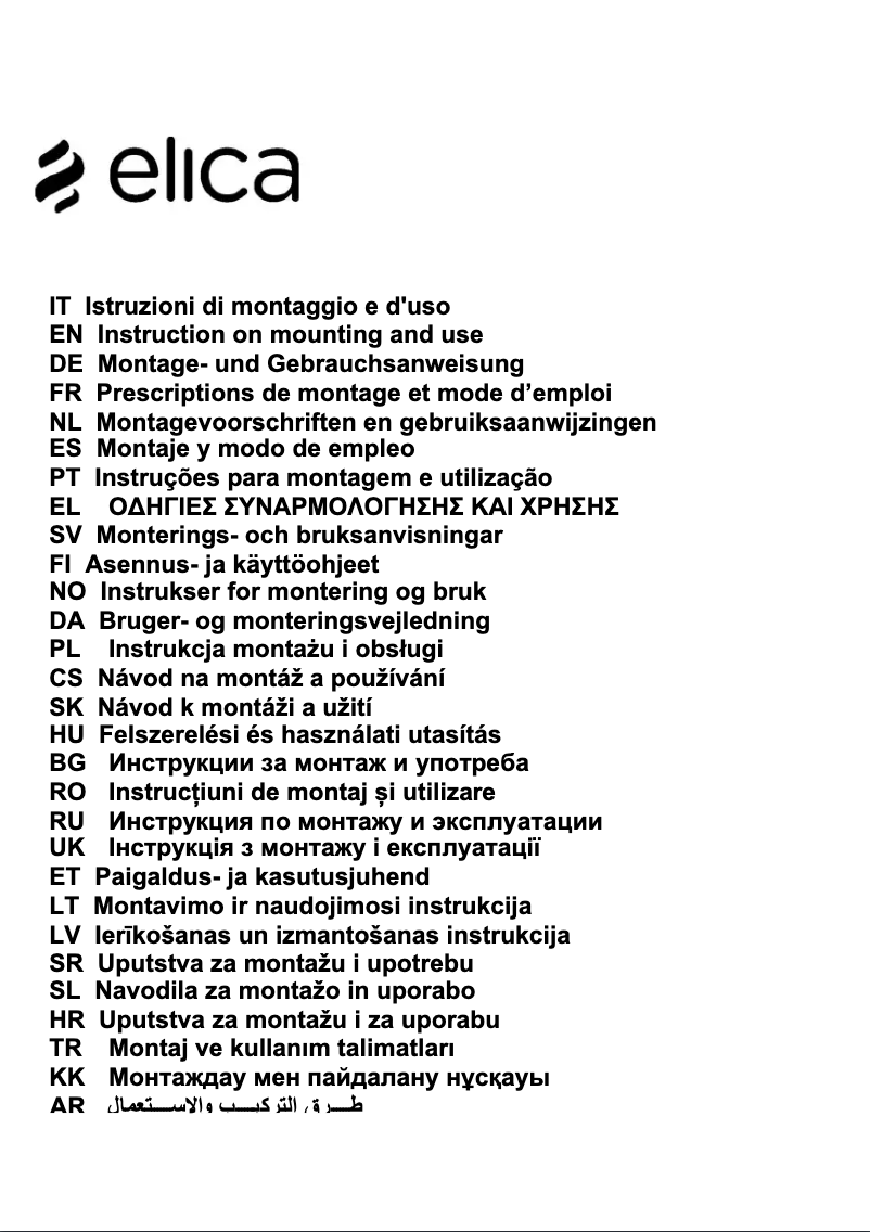Page n°1 - Manuel utilisateur Elica OM Air PRF0094744