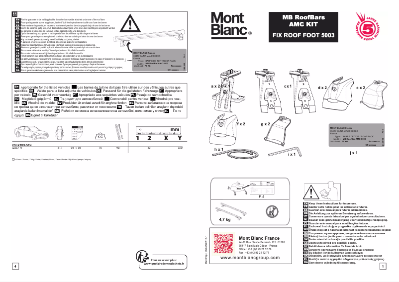 Page n°1 - Manuel utilisateur Mont Blanc AMC 5003