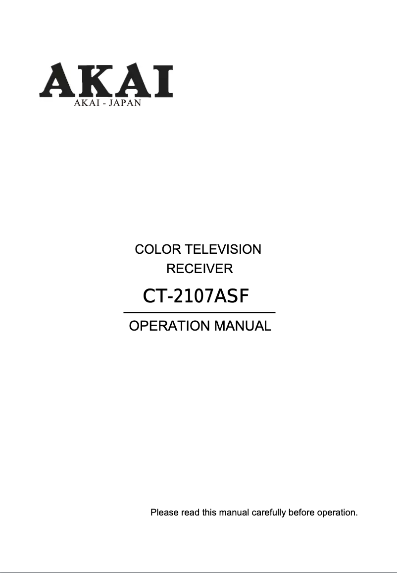 Page n°1 - Manuel utilisateur AKAI CT 2107 DT
