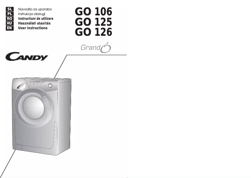 Page 1 de la notice Manuel utilisateur Candy GO 126