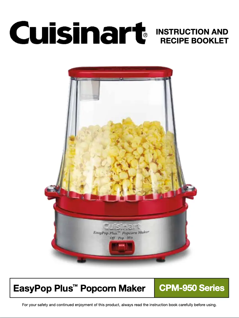 Page n°1 - Manuel utilisateur Cuisinart EasyPop Plus CPM-950