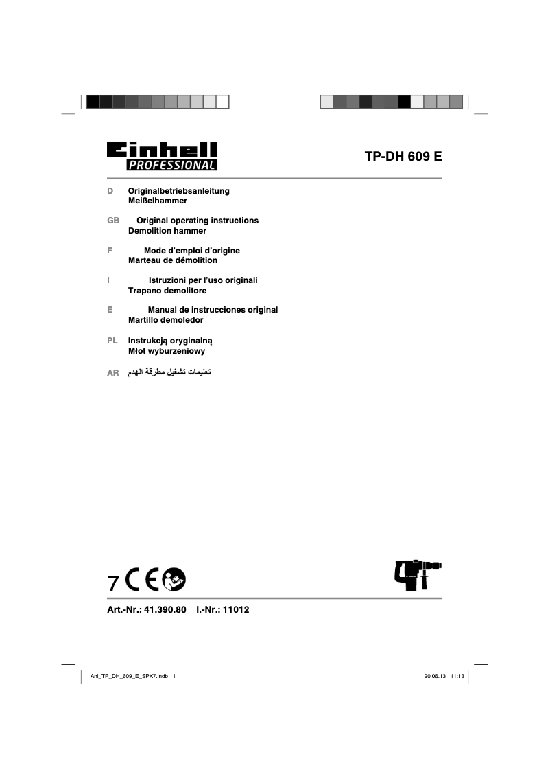 Page n°1 - Manuel utilisateur Einhell TP-DH 609 E