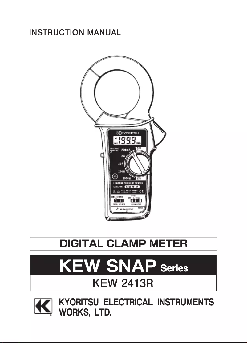 Page 1 de la notice Manuel utilisateur Kyoritsu KEW 2413R